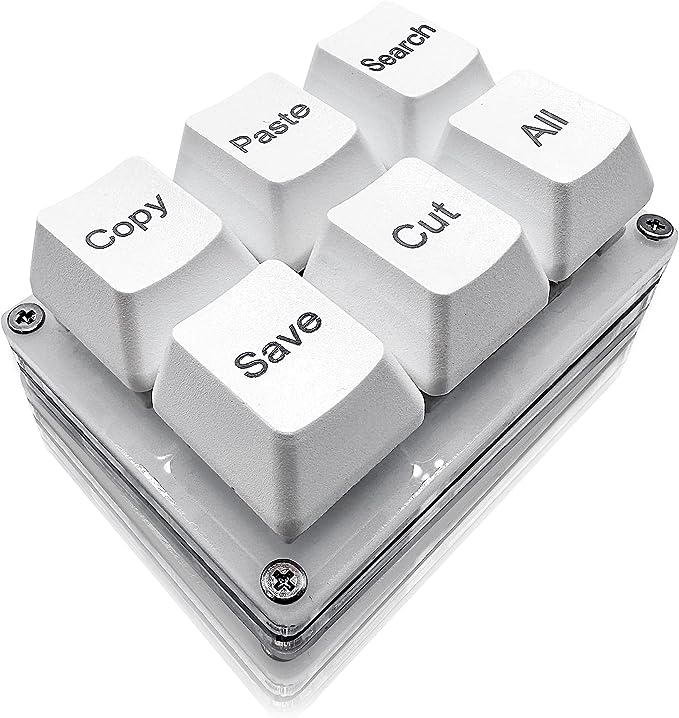 6 taster kopier lim inn søk lagre klipp tastatur enhånds osu-tastatur programmerbar mekanisk snarvei makro tastatur for arbeidsspill: Hvit
