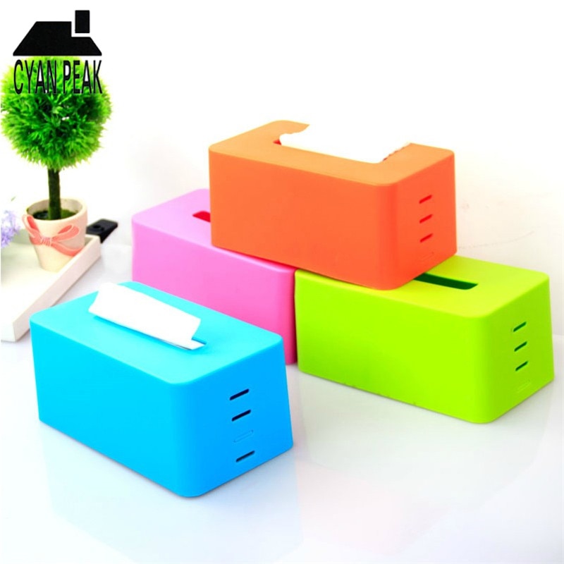 Colorful Plastic Tissue Box Modern Paper with Oak Home Car Napkins Holder Case Home Organizer Decoration Tool Paper Storage Tray
