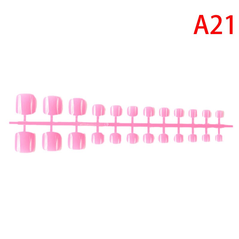 24 stuks kunstmatige snoepnagels garnalenpoeder sticker natuurlijke acryl franse valse teennagels tips kunstdecoratie teennagels valse nagels: 21