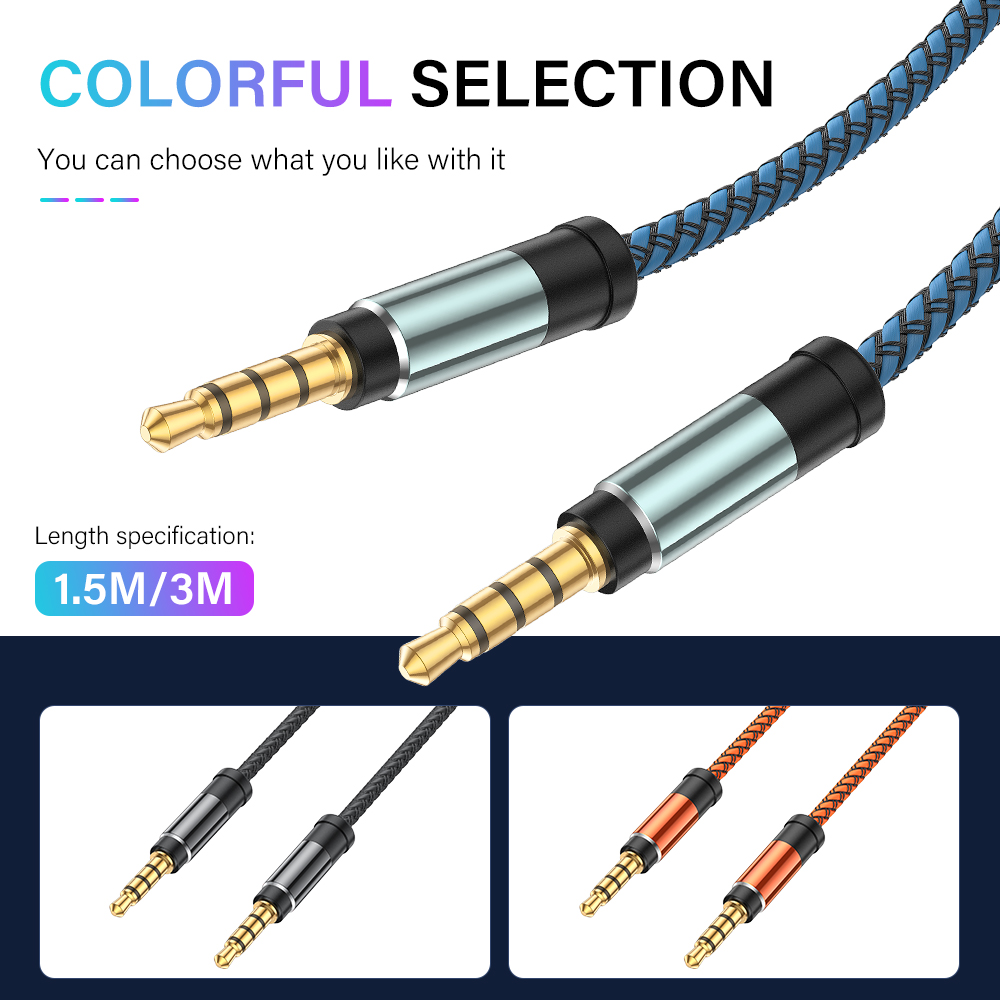 3.5Mm Aux Kabel 4 Pole Trrs 4-Dirigent Extra Man Naar Man Stereo Jack Hifi Ondersteuning Microfoon Functie Audiokabel 1.5M 3M