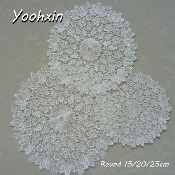 TOP Embroidery round drink Lace table place mat Christmas pad Cloth wedding placemat cup mug tea coaster dining doily kitchen