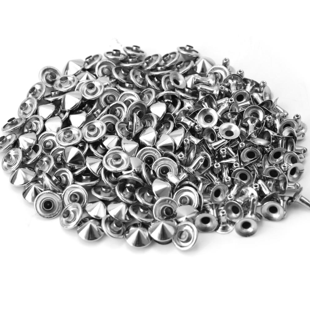 100 pcs 10mm Metalen Zilveren Studs Klinknagels Punk Rock Leathercraft Kleding Tassen Schoenen Decoratie DIY Supplies