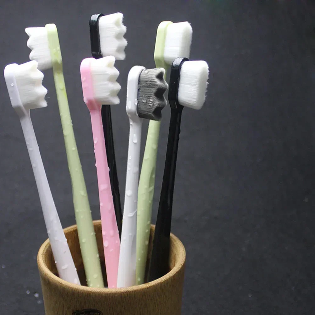 10Pcs Ultra-fine Toothbrush Micro Soft Fiber Portable Healthy Million Bristle Nano Whiten Teeth Box Adult Bamboo Toothbrushes: Yellow