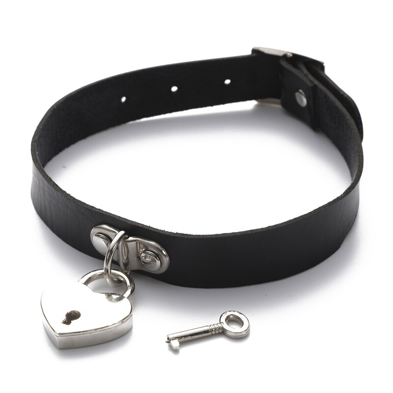 Colar corrente com cadeado, gargantilha feminina/feminina, cadeado de metal preto, joia para casais, presente, coração, gargantilha