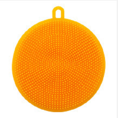 Køkken tilbehør silikone rengøringsbørste frugt og grøntsager rengøringsværktøj pad gryde opvask svamp skure pad gadget t: Orange
