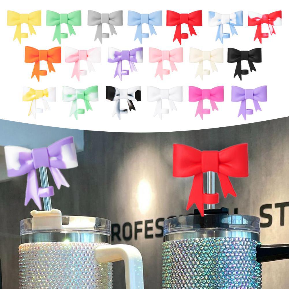 Herbruikbare Strik Plug Boog Stro Cap Covers Toppers Siliconen Accessoires Stofdicht Stro Tips Voor Cups 30 & 40 Oz Tumbler