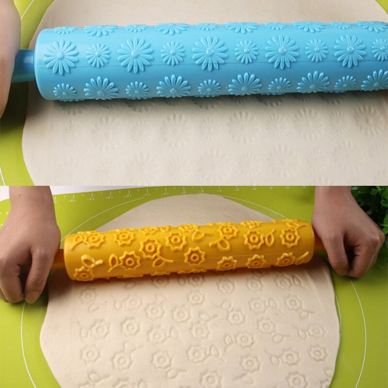 Pastic Non-stick Fondant Rolling Pin Embossing Cake Deeg Roller Decorating Cake Roller Ambachten DIY Bakken Keuken Gereedschap