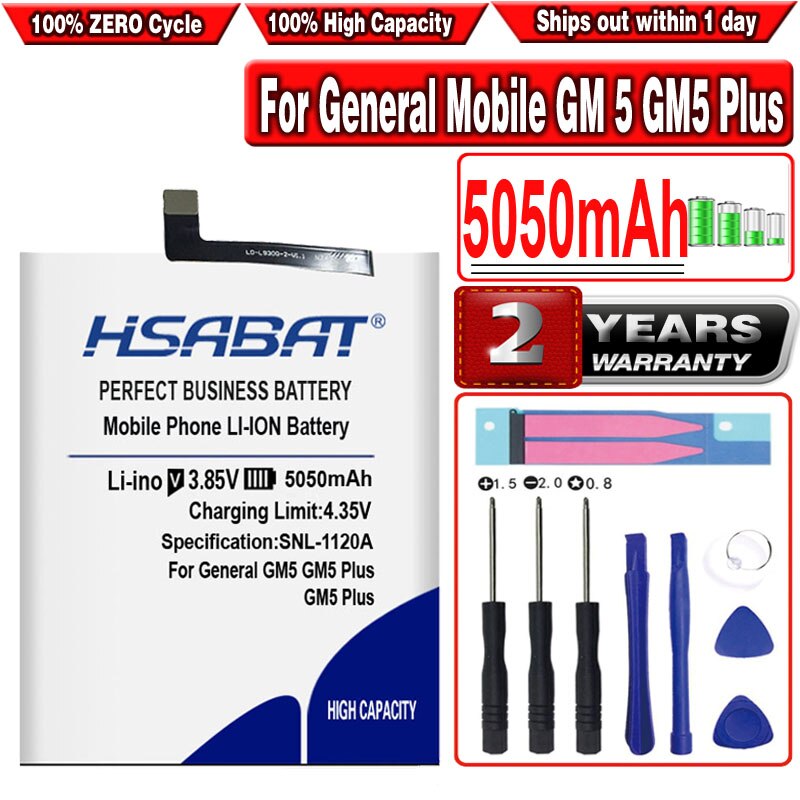 HSABAT 5050mAh Battery for General Mobile GM 5 GM5 Plus 5Plus