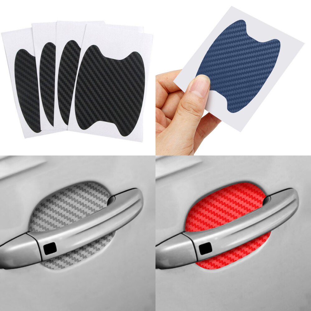 4 Stuks Handvat Anti Kras Stickers Universal Carbon Fiber Auto Deur Handvat Film Auto Stickers Goederen Accessoires