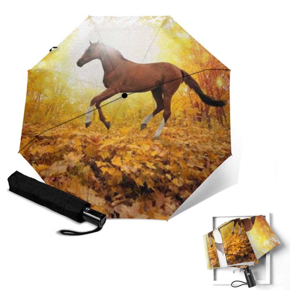 Fully-Automatic umbrella Horse Painting Parasol UV protection Aluminum Alloy Umbrellas Guarda Chuva Paragua Rain Gear: YSA2102