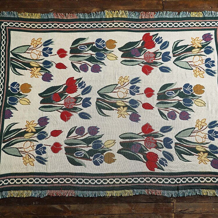 Tulipan tæppe vintage kast multifunktion sofa betræk slipcover europa stil syning rejse fly tæppe: Default Title