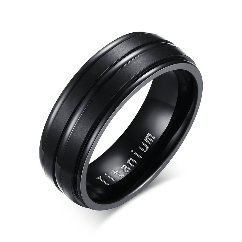 Vnox de Carbure de Titane Hommes Anneau De Mariage Anneaux 8mm USA Taille Gravé "Titanium": 10 / TR012B