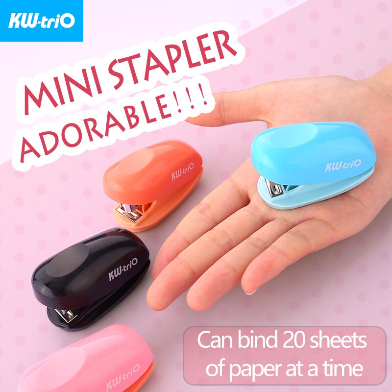KW-triO Mini Stapler Lovely Portable Stapler Cute Candy Styling Stapler with Staple Remover Notebook Binding Office Supplies