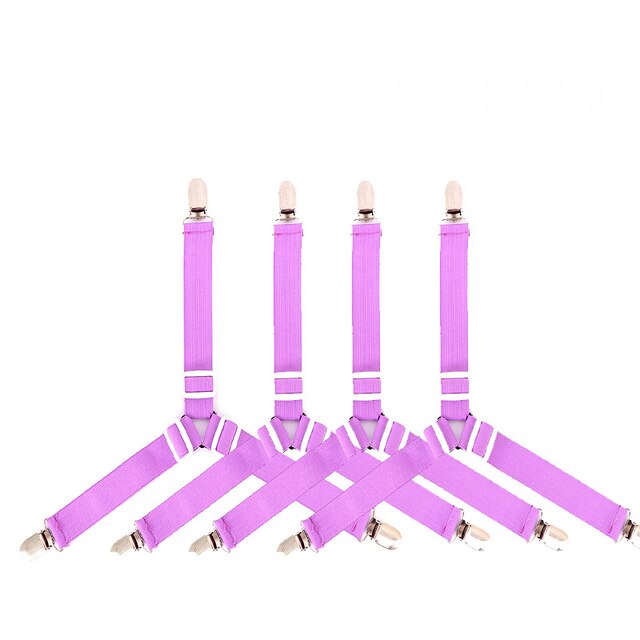 4 Stuks Verstelbare Elastische Laken Clips Grijpers Set Matras Strapsit Beddengoed Linnen Fasteners Manier Zijden Bretels Sheet Houder: 4pcs-Purple