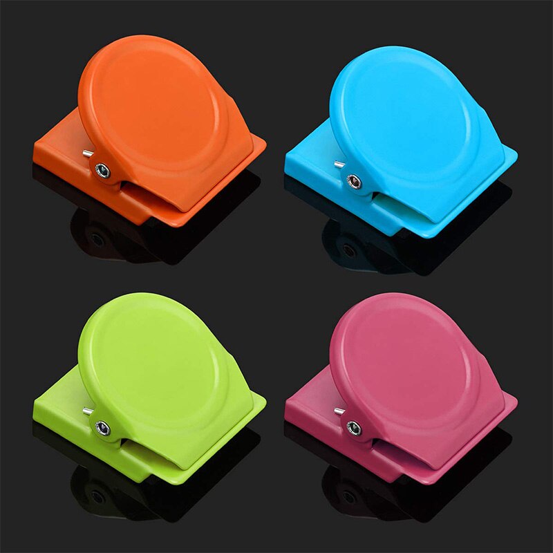 Binder Clips Paper Clamps Magnetic Clips Magnetic Metal Clips 16 Packs Colorful Heavy Duty Refrigerator Whiteboard Wall Clip