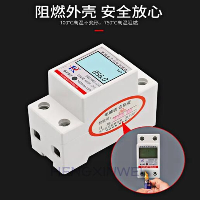 LCD Digital Power Consumption Meter Single Phase Energy Meter Watt meter kWh 220V AC 50Hz Electric Din Rail