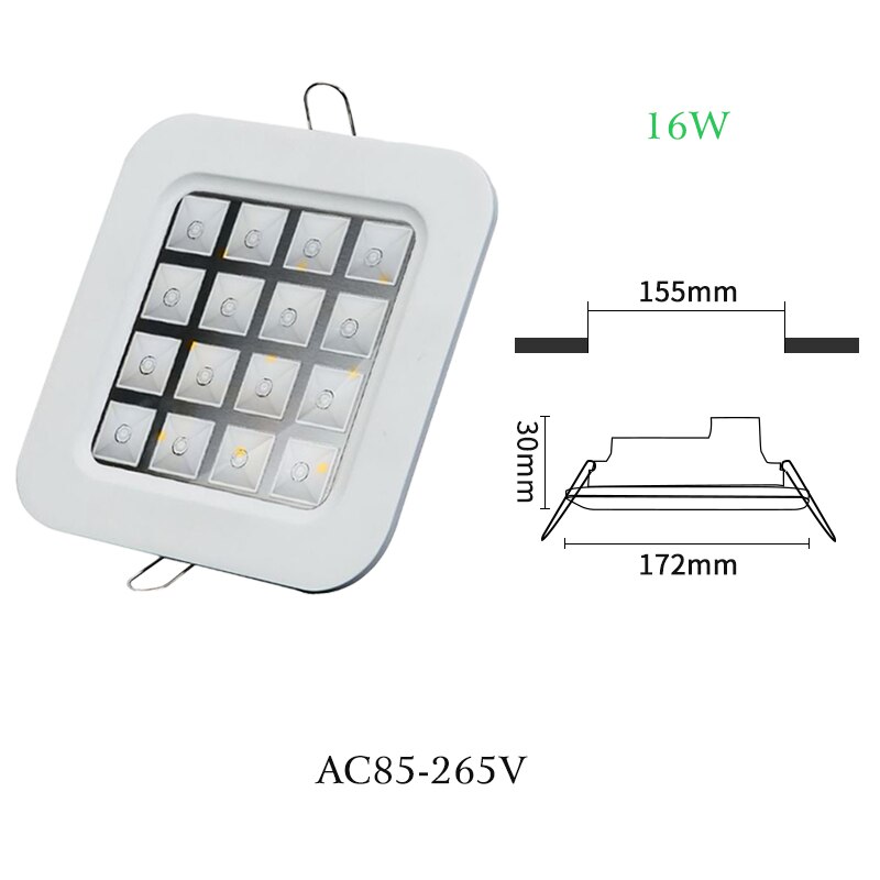 Led panellys  ac 85-265v væglampe paneler 4w 9w 16w 25w led firkantet panel downlight hvid varmt led gitter lys til stue: 16w / Varm hvid