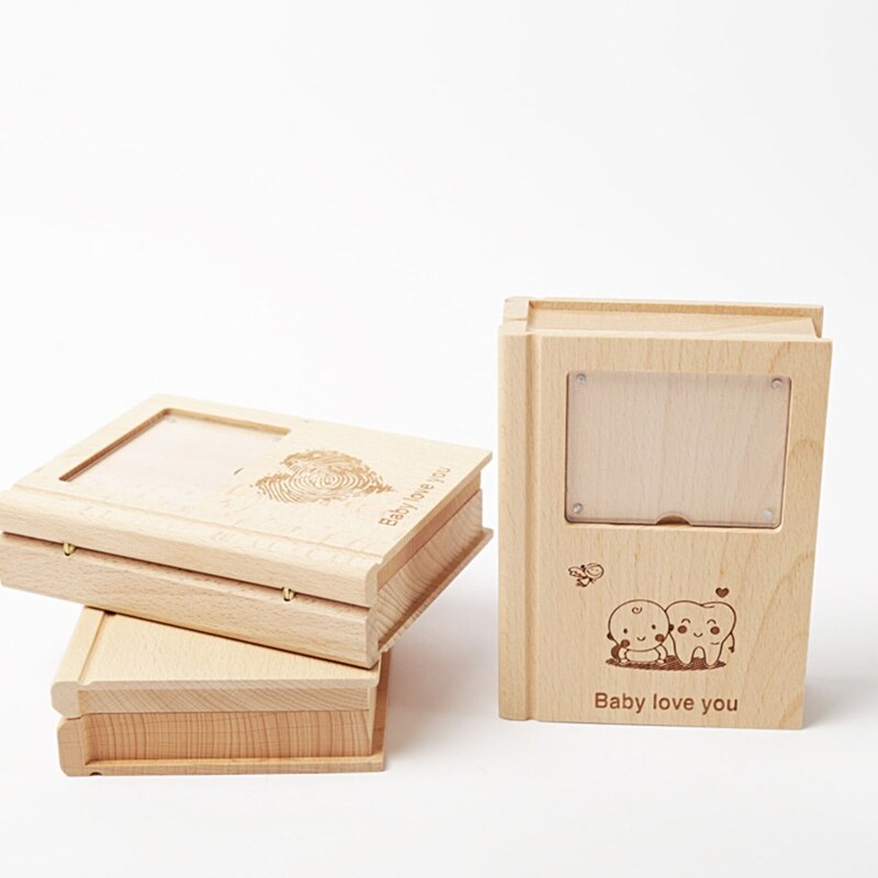Baby Tooth Storage Box Wooden Milk Teeth Memory Organizer Keepsake Box for Children Boys Girls Souvenirs