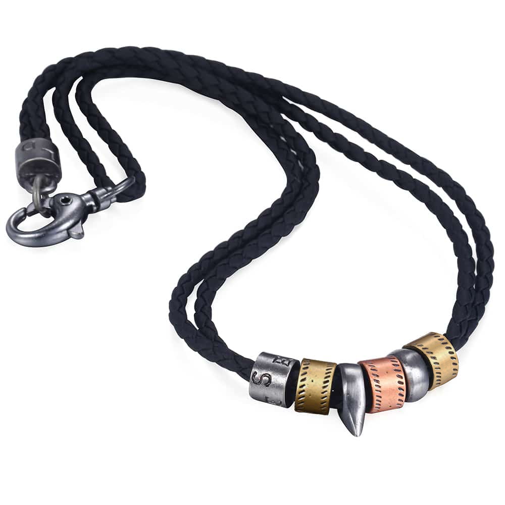 Mannen Lederen Ketting Zwart Touw Ketting Metalen Charm Ketting Voor Mannelijke Sieraden 8Mm KLP100