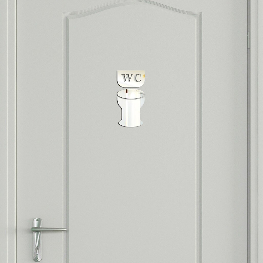 Toilette salle de bain conseils miroir autocollants bricolage personnalité 3D Stickers muraux brillant acrylique Wc toilette porte signe rapide