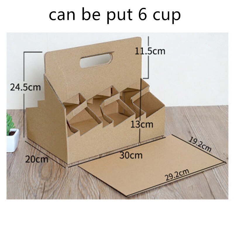 10pcs Net red kraft paper cup holder 2/4/6 cup coffee milk tea takeout packaging box thickened paper plastic cup beverage tray