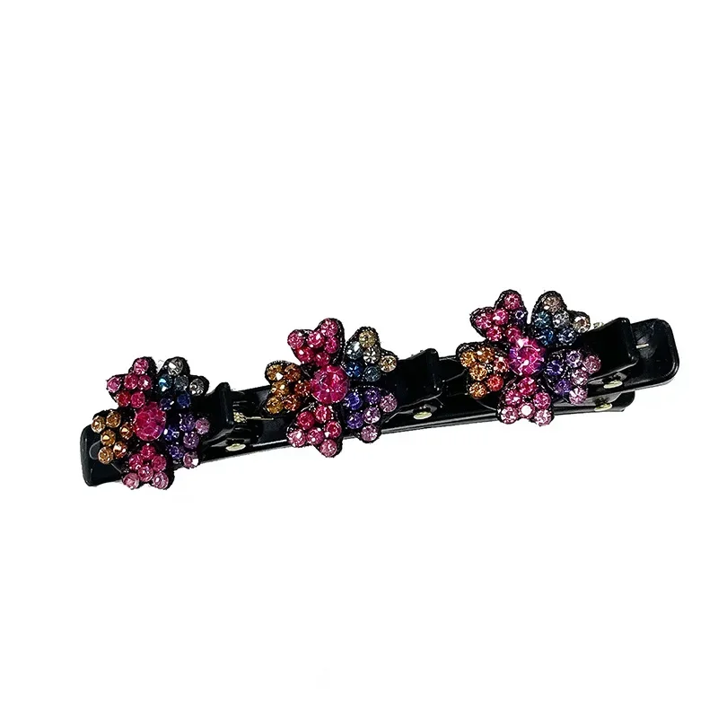 Clip de pelo trenzado de doble capa, Clip fijo para el cabello roto, horquilla para mujer, diadema fija coreana, horquilla, Accesorios para peinados perezosos: Blanco