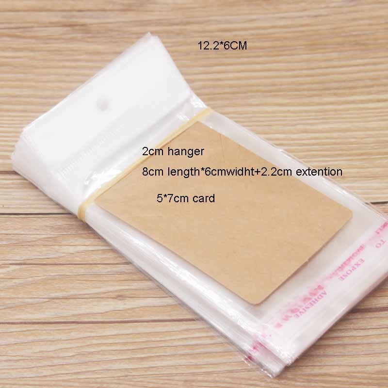 100PCS Storage Bags Transparent Self Adhesive Resealable Clear Poly Bags Packaging opp Bag jewelry card matching opp bags: 12.2x6cm