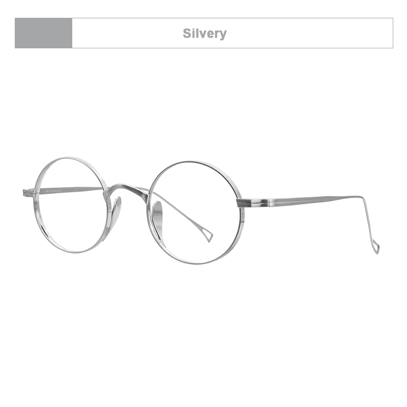 Montatura per occhiali rotondi in puro titanio stile coreano da uomo occhiali da vista ultraleggeri fatti a mano montature per occhiali di design di lusso: Blu