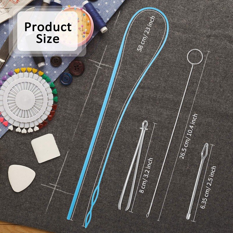 6 Pieces Sewing Loop Kit, Loop Turner Hook Flexible Drawstring Threader Metal Tweezers Long Loop Turner Tool With Latch
