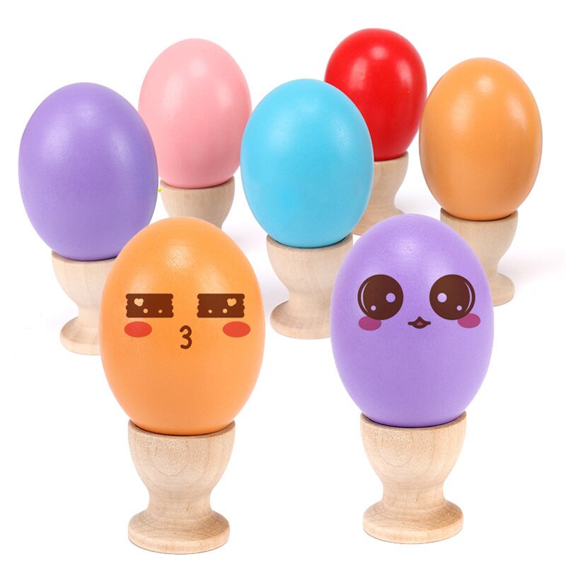 Casa de juego de huevos de imitación de madera, grafiti pintado artesanal, huevo de Pascua, simulación de cocina, juguetes para niños, para niños, 1 Uds.