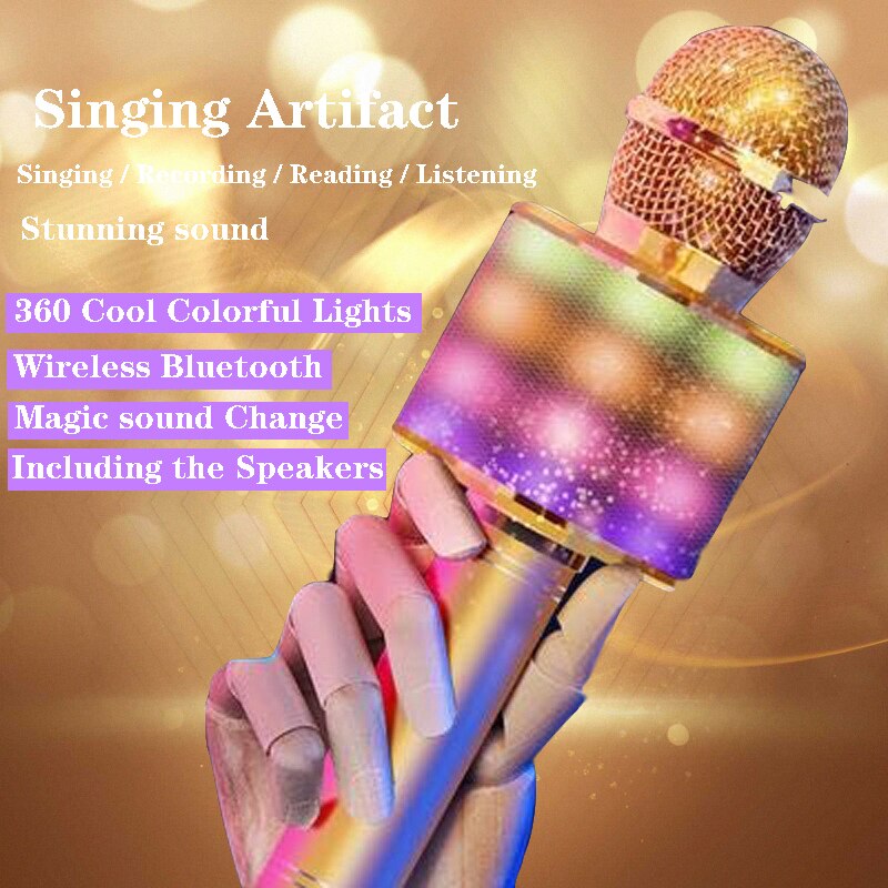 Draagbare Bluetooth Draadloze Microfoon Handheld Karaoke Mic USB Mini Home KTV Voor Muziek Zingen Speaker Speler