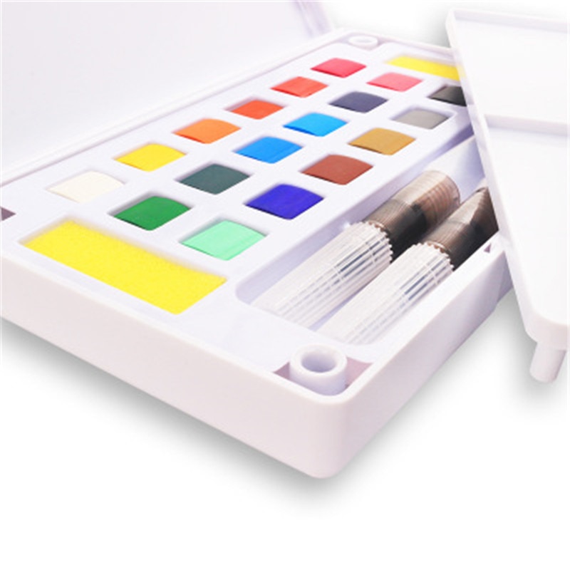 Conjunto de desenho com 12/18/24/36 cores, iniciante de pigmento de aquarela com cor de água, escova portátil, caneta, pintura profissional, arte suprimentos