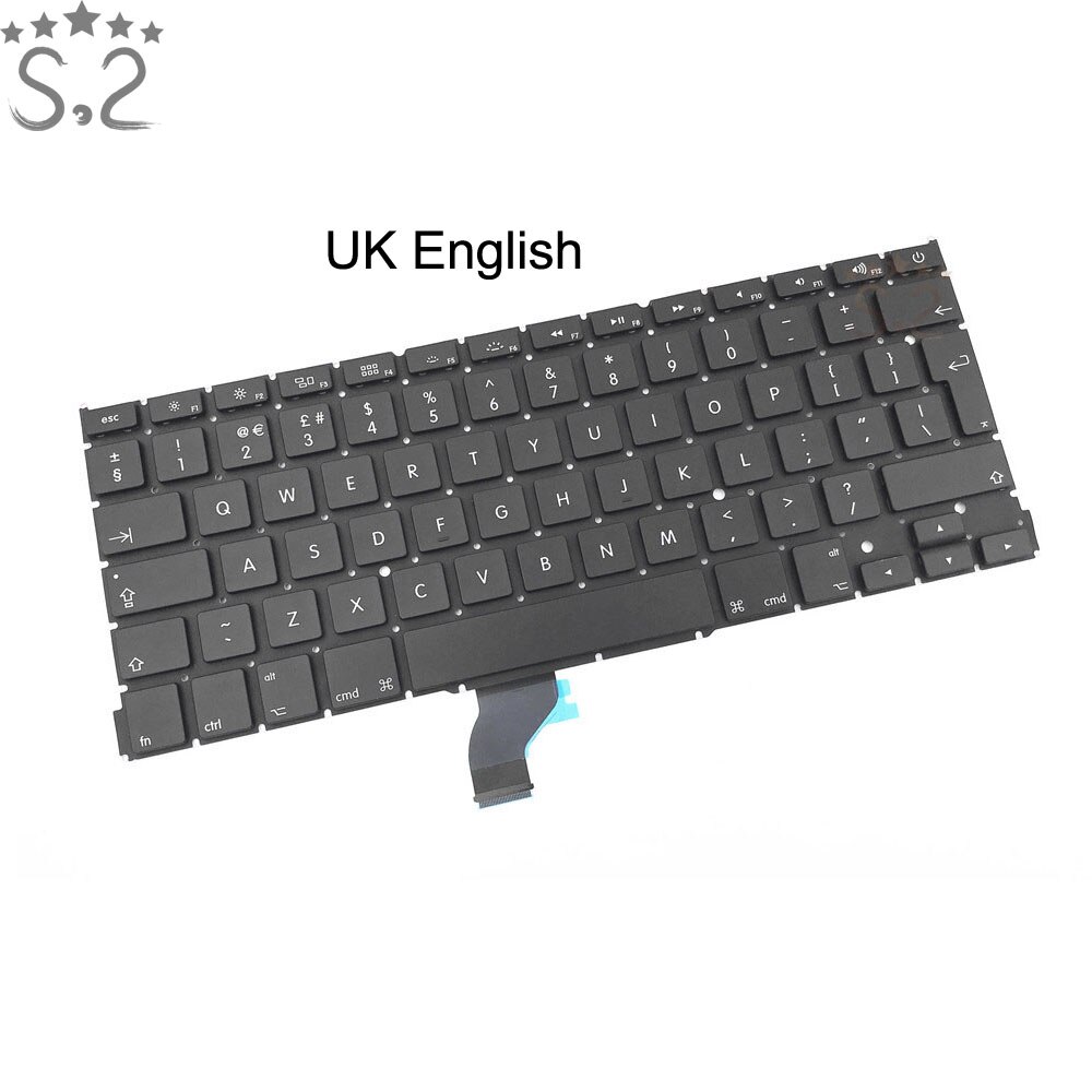 Keyboards For Macbook Pro Retina 13" A1502 Keyboard Replacement French/German/Italian/Koran/Russian/Spanish/UK/US/Arabic/Turkish: UK