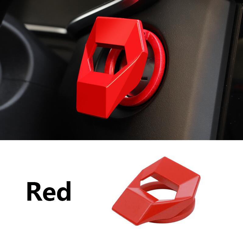 Auto contactslot accessoires motor start stop drukknop sleutelschakelaar fonkelende kristallen decoratieve ring trim: Rood