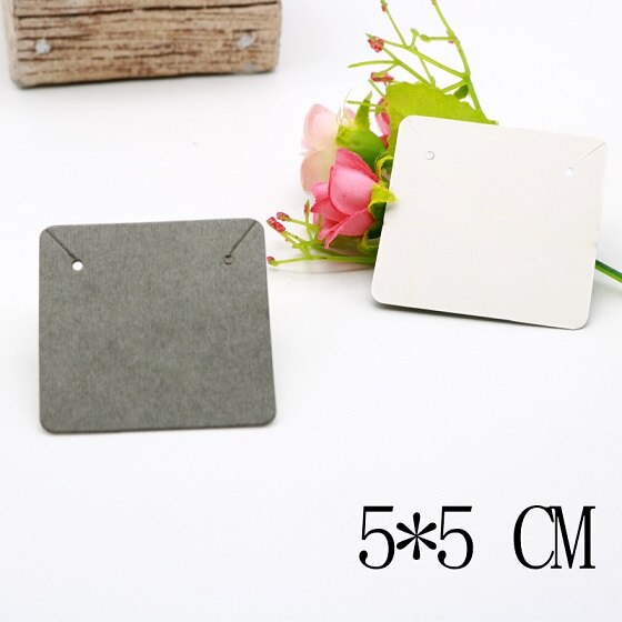 Multi Size 100pcs Kraft Handmade Earring Card with Colorful Pattern Printed Paper Packaging Earring Cards Jewelry Displays Cards: 5x5cm gray 2