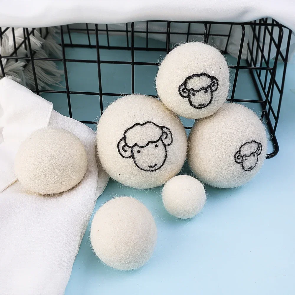 6Pcs Wiederverwendbare Wolle Trockner Bälle Kleidung Weichspüler Wäsche Fleece Trockner Ball Kit Hause Kleidung Trockner Waschmaschine 3/4/5/6/7cm