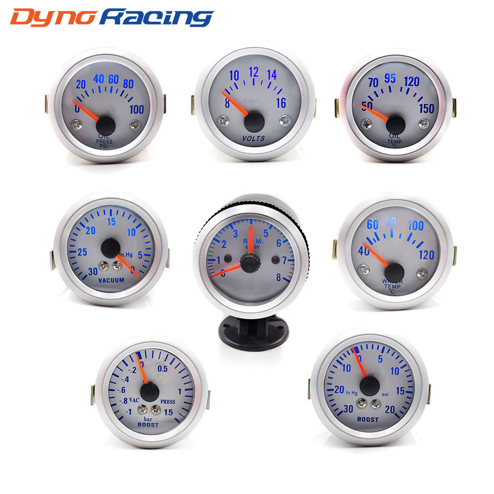 2INCH 52mm auto boost gauge vacuum water temp gauge oil temp gauge oil press gauge volts meter tachometer RPM