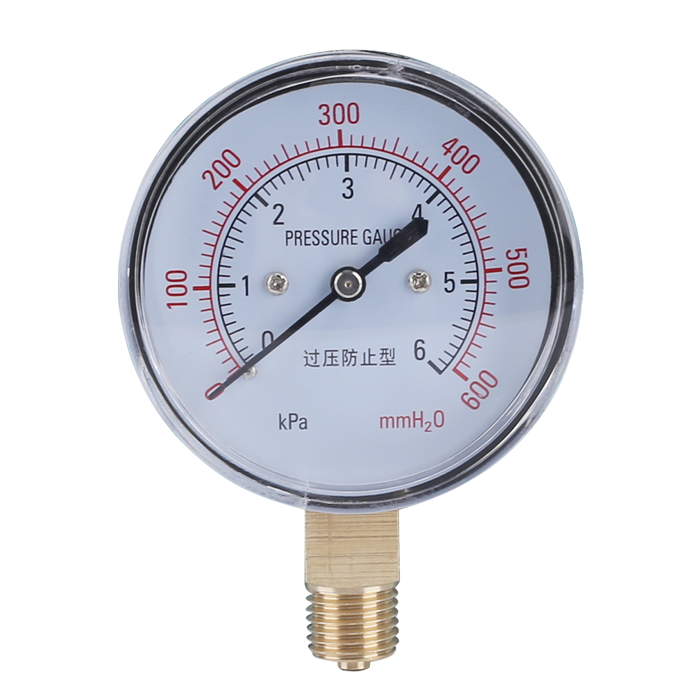 ELECALL YE-60 Air Diaphragm Pressure Gauge 0~6KPA Phosphor Bronze Film Box Pressure Gauge Positive Pressure Meter