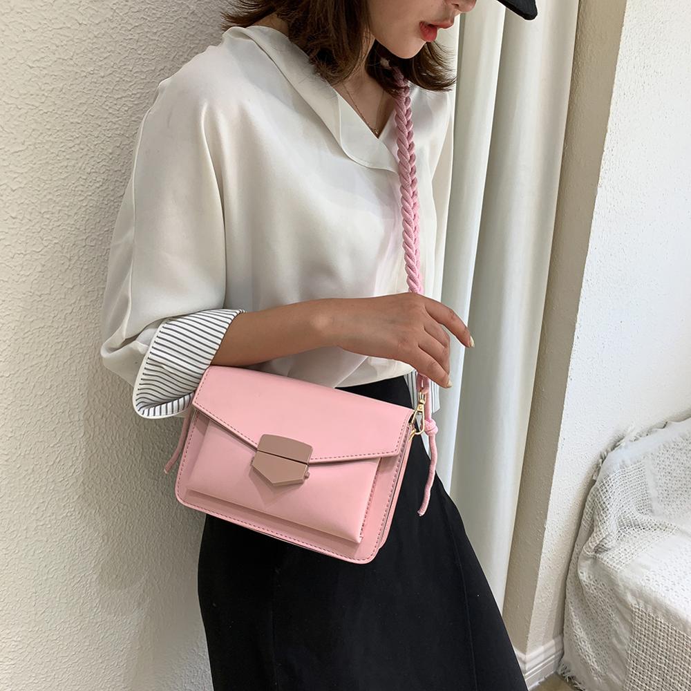 Women Candy Color Crossbody Bags Small Square Shoulder Handbags Female Purse Braided Classic Flap Crossbody Shoulder Bag