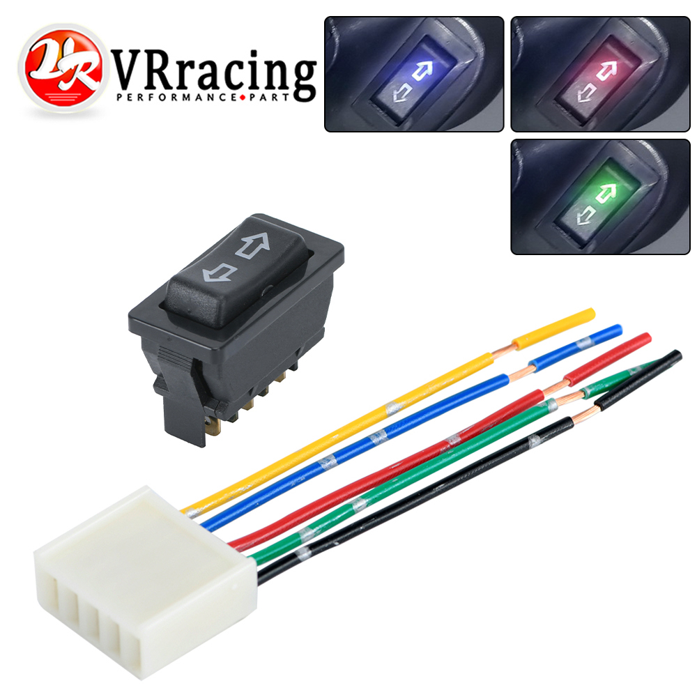 Universal- Auto Auto Fensterheber Schalter Hebe Schalter 5 Stift DC 12 V 20A Blau/verrotten Licht Farbe Und kabelbaum