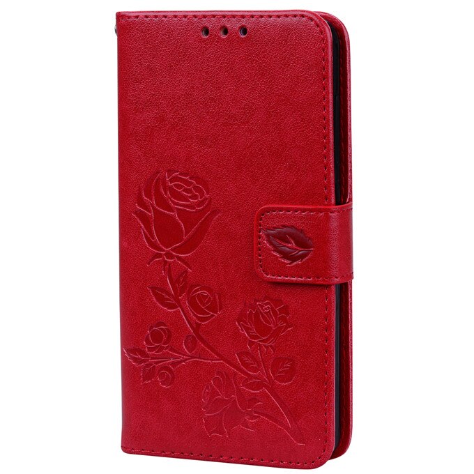 For xiaomi Redmi 4X Case on Redmi 4X Case Flip 5.0 inch Rose Flower Skin Leather Wallet Book Case for xiaomi Redmi 4X 4 X Cover: red