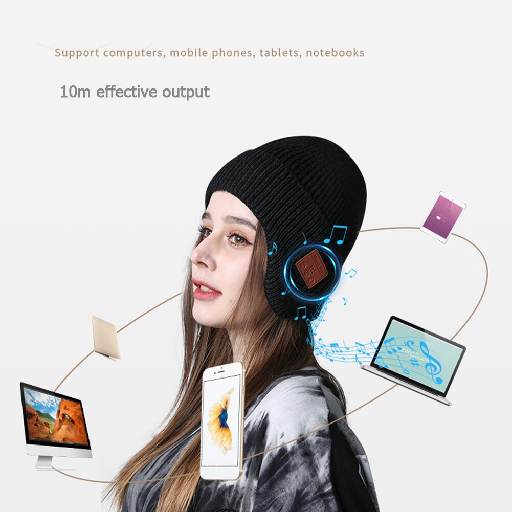Gorro Unisex con tapa para cubrir las orejas, auriculares inalámbricos con micrófono, extraíble, Compatible con Bluetooth 5,0, sombrero de música