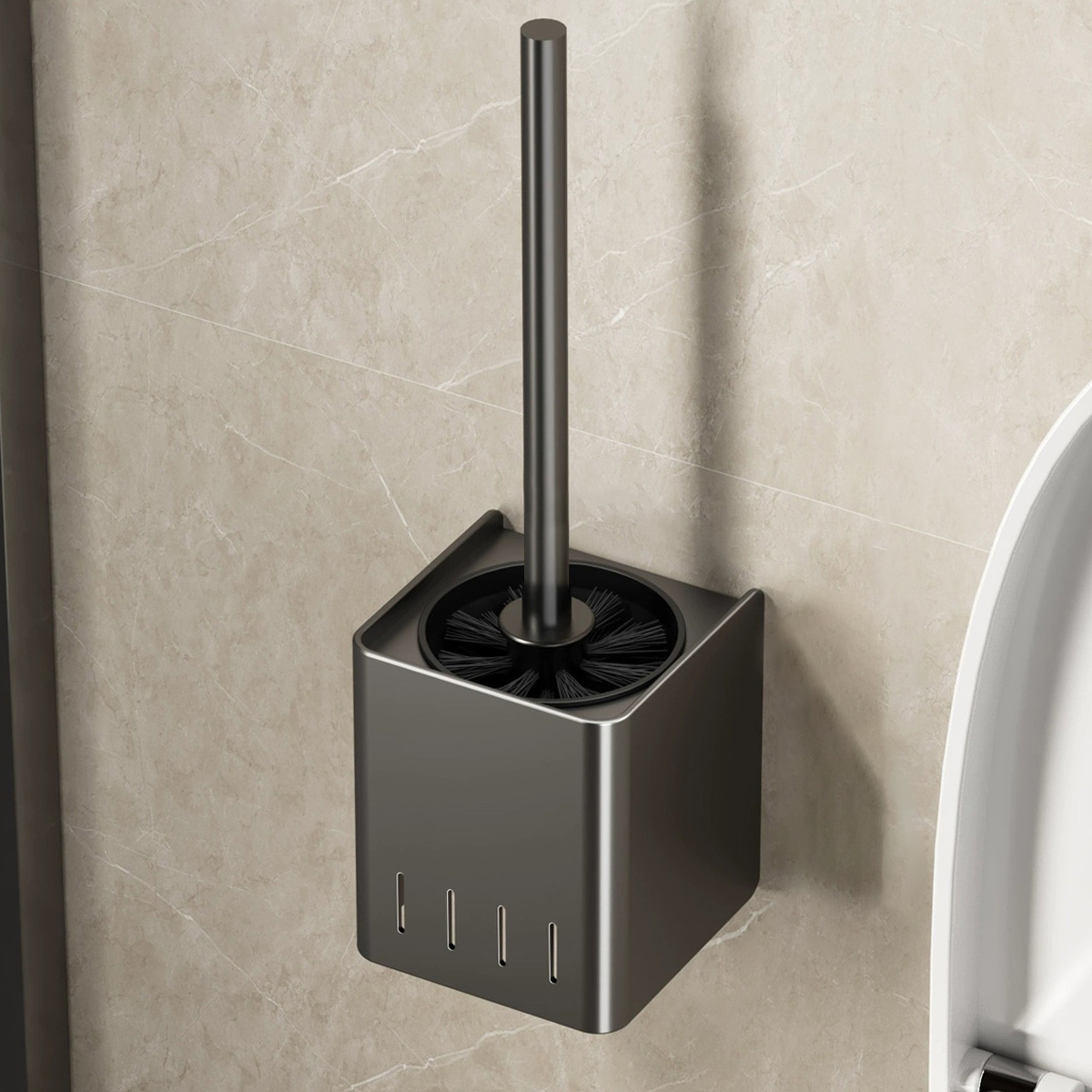 Toiletborstelhouder Muur gemonteerd Badkamerborstel Toiletborstels Voor Schoonmaak Opslag Roestvrij staal Badkameraccessoires: Goud
