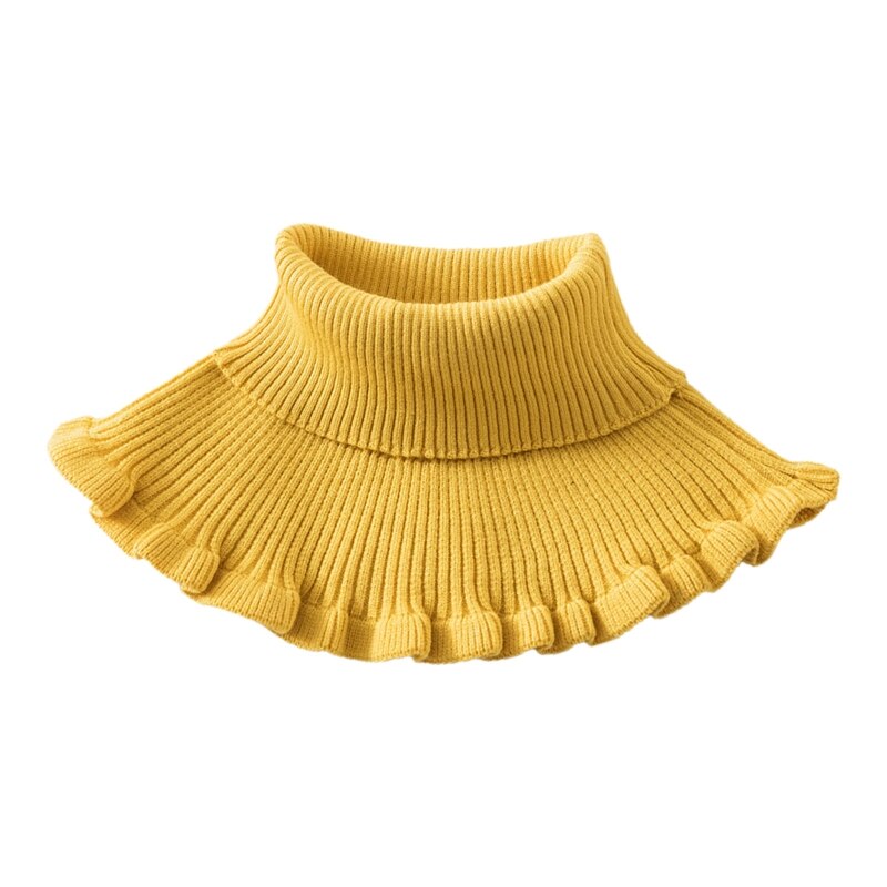 Col roulé côtelé tricot faux col Dickey solide volants détachable écharpe enveloppe L9BE: YELLOW