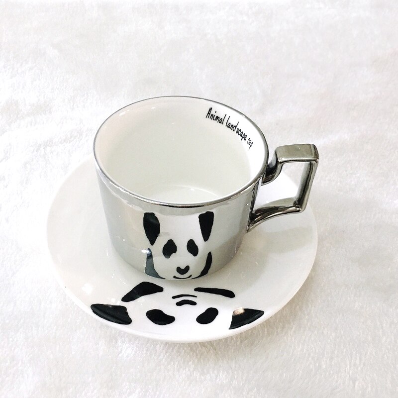 Luxus Knochen China Reflexion tasse Karikatur Katze anamorph tasse Tiger becher sterben Spiegel Sammlung Leopard becher: Grün