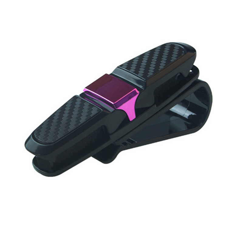 Portatil Auto sujetador Clip coche gafas Clip tarjeta pinza ABS coche VehiGlasses fundas negro coche parasol gafas de sol soporte: Rose Red