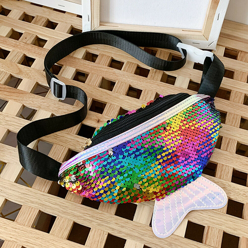 Neue Kinder Kinder Glitter Pailletten Taille Fanny-Pack Gürtel Tasche Reise Hüfte Bum Tasche Frauen Mädchen Kleine Geldbörse Brust Beutel