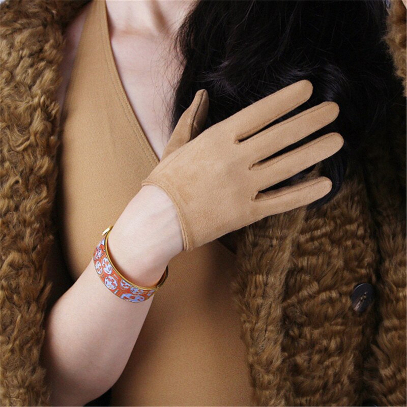 Guantes cortos de ante para guantes de mujer: nude color