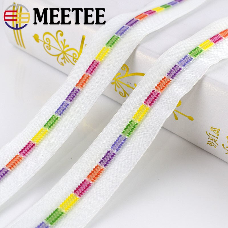 Meetee 2/4/10Meter 5 # Wit Gekleurde Tanden Coil Nylon Ritsen Voor Naaien Tassen Garment Decor zip Diy Reparatie Accessoires ZA026