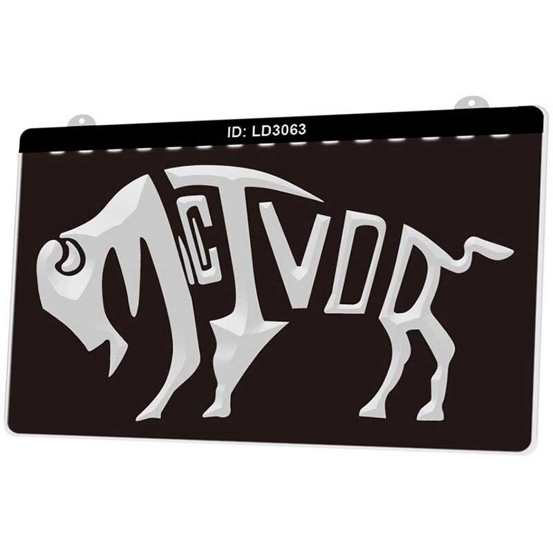 Ld3063 mctvor koe 3d graveerbare led lichtreclame meerdere kleuren gratis verkoop